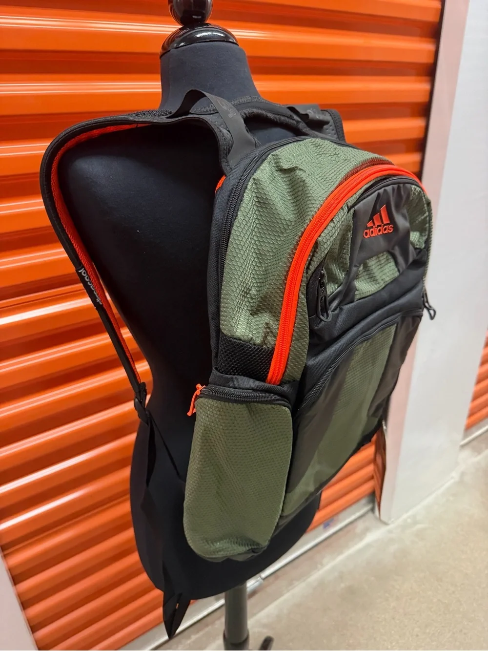 NWT Adidas Men's Climaproof Strenght Green/Black Athletic Backpack with Orange